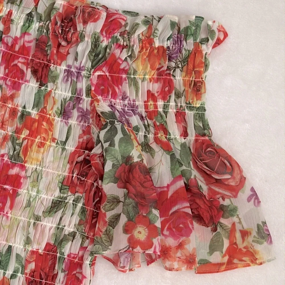 L'Agence | Bexley Off Shoulder Smocked Floral Top White Multi Garden Floral (XS) - Picture 5 of 15